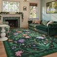 thumbnail image 1 of Lahome Washable 8'x10' Boho Floral Area Rug, Forest Green Rugs for Living Room, Non-Slip Ultra-Thin Soft Vintage Carpet for Bedroom Dining Room Under Table Home Office, Large Area Rugs, Forest Green, 1 of 8
