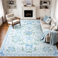 thumbnail image 1 of Lahome Washable 8'x10' Floral Bow Area Rug, Blue Rugs for Living Room, Soft Non-Slip Boho Carpet for Bedroom Kids Room Nursery Dining Room, Large Rug, Blue, 1 of 10