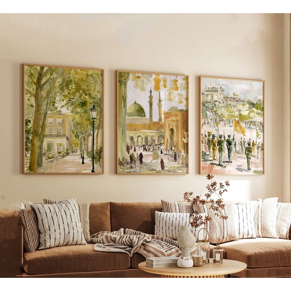 Lahore Posters Pakistan Travel Wall Art City Landscape Print Set Modern Artwork Cultural Home Decor Warm Earth Tone Style Set 3, Poster Only