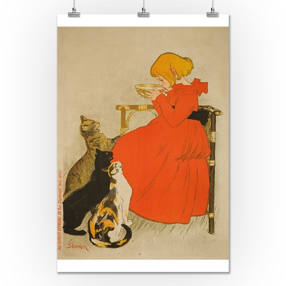 Lai Pur Sterilise (no letters) Vintage Poster (artist: Steinlen, Theophile Alexandre) France c. 1896 (24x36 Giclee Gallery Print, Wall Decor Travel Poster)