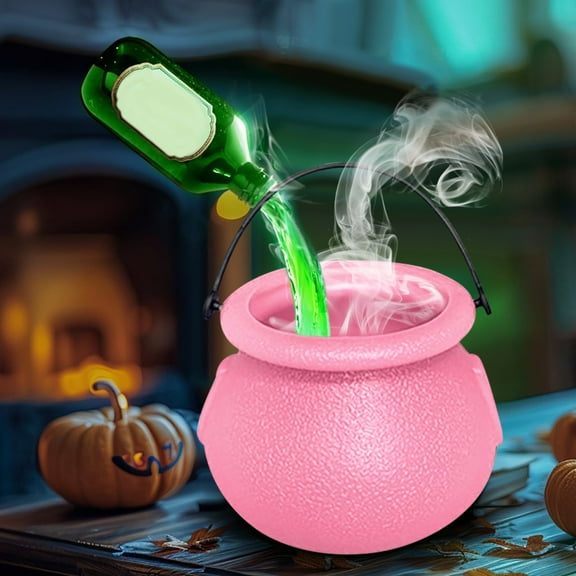 Laicai 8 Pcs Plastic Black Cauldron Kettle Halloween Candy Bowl, Mini Witch Cauldron Pot Bucket for Halloween Decorations Party Supplies - Pink