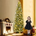 thumbnail image 1 of Laicejoy 9 FT Flocked Christmas Tree, Hinged Artificial Xmas Tree with Pine Needles, 1228 PE PVC Branch Tips, 470 Warm White LED Lights & Metal Stand, 1 of 9