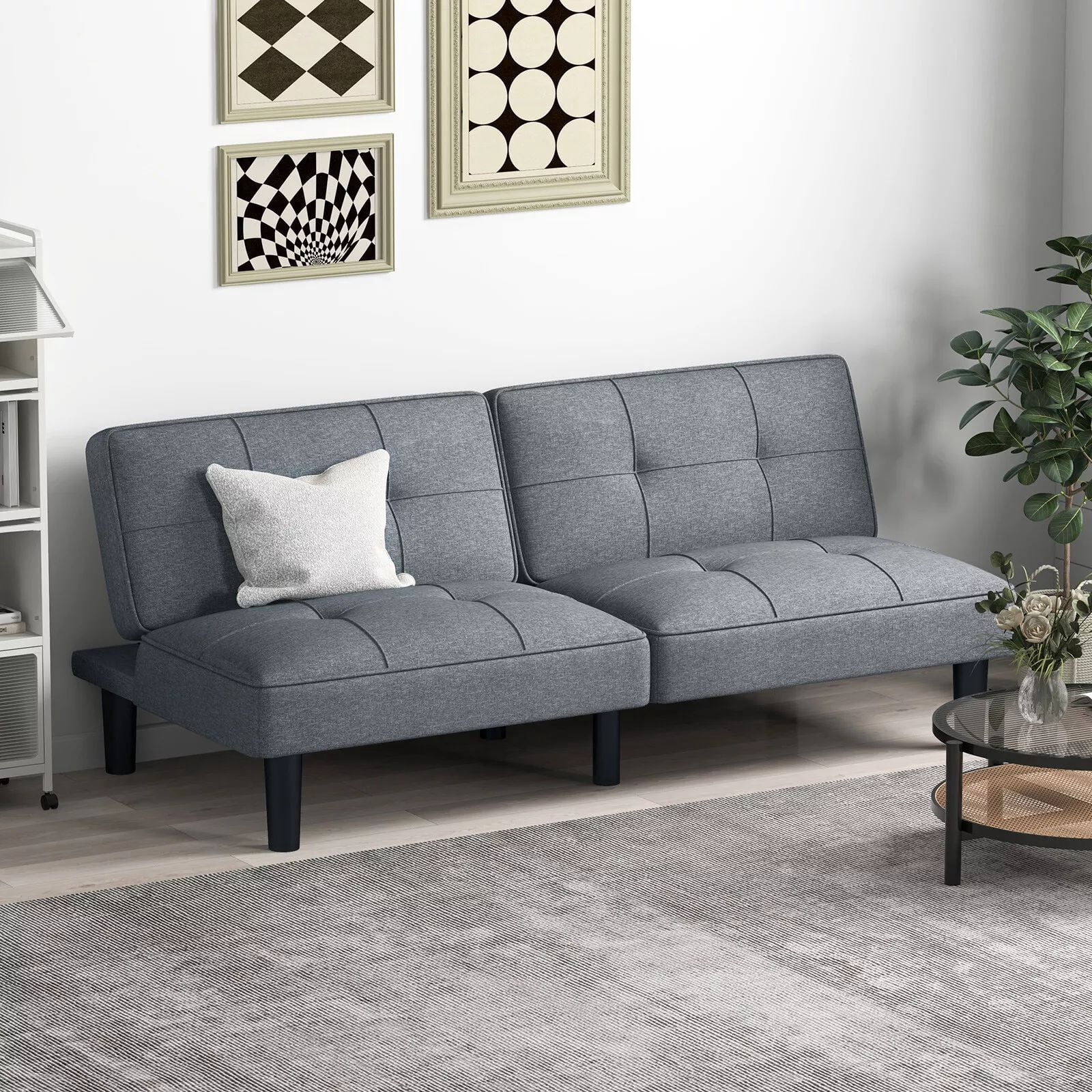 Laicejoy Convertible Folding Futon Sofa Bed, Upholstered Modern Linen ...