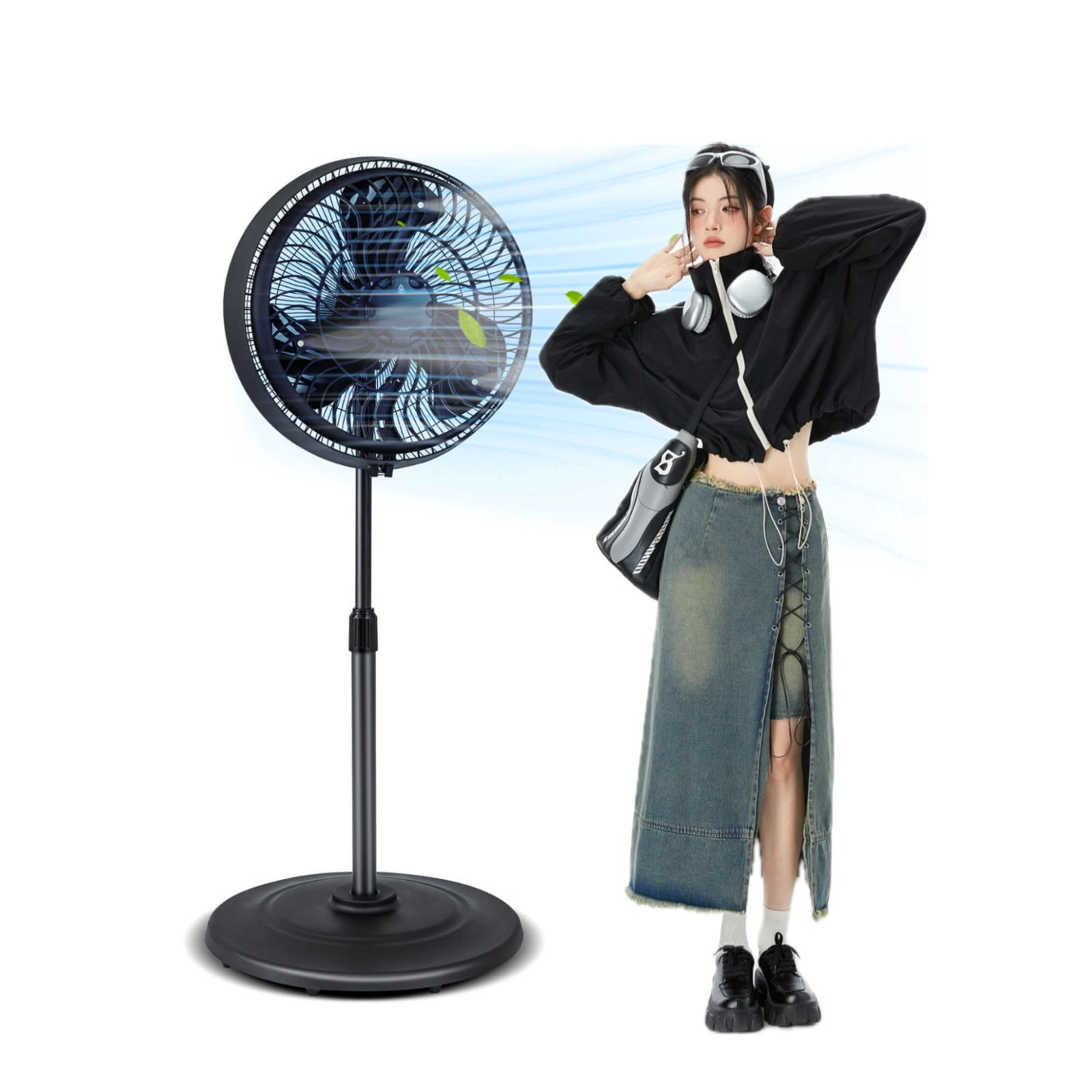 Laicejoy Misting Pedestal Fan, 16 Inch Oscillating Fan with Hose