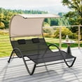 thumbnail image 1 of Laicejoy Outdoor Double Chaise Lounge Chair, Patio Loveseat Lounger with Sunshade Canopy & Headrest Pillows, 1 of 8