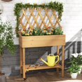 thumbnail image 1 of Laicejoy Wood Raised Garden Bed w/ Trellis, Mobile Elevated Planter for Climbing Plants w/ Storage Shelf, Lockable Wheels, Liner, 1 of 8