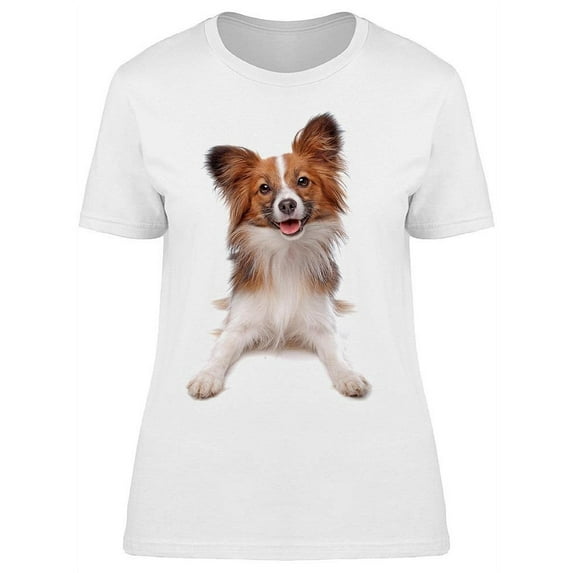 Laid Down Papillon Dog T-Shirt Women -Image by Shutterstock, Female XX-Large