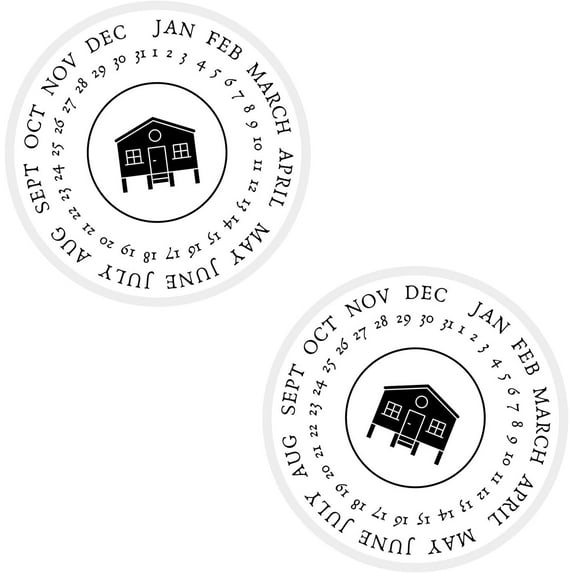 Laid On Date Stickers 50 Pack 2" Round Stickers Farm Fresh Stickers Egg Carton Stickers White with Chicken Coop Design