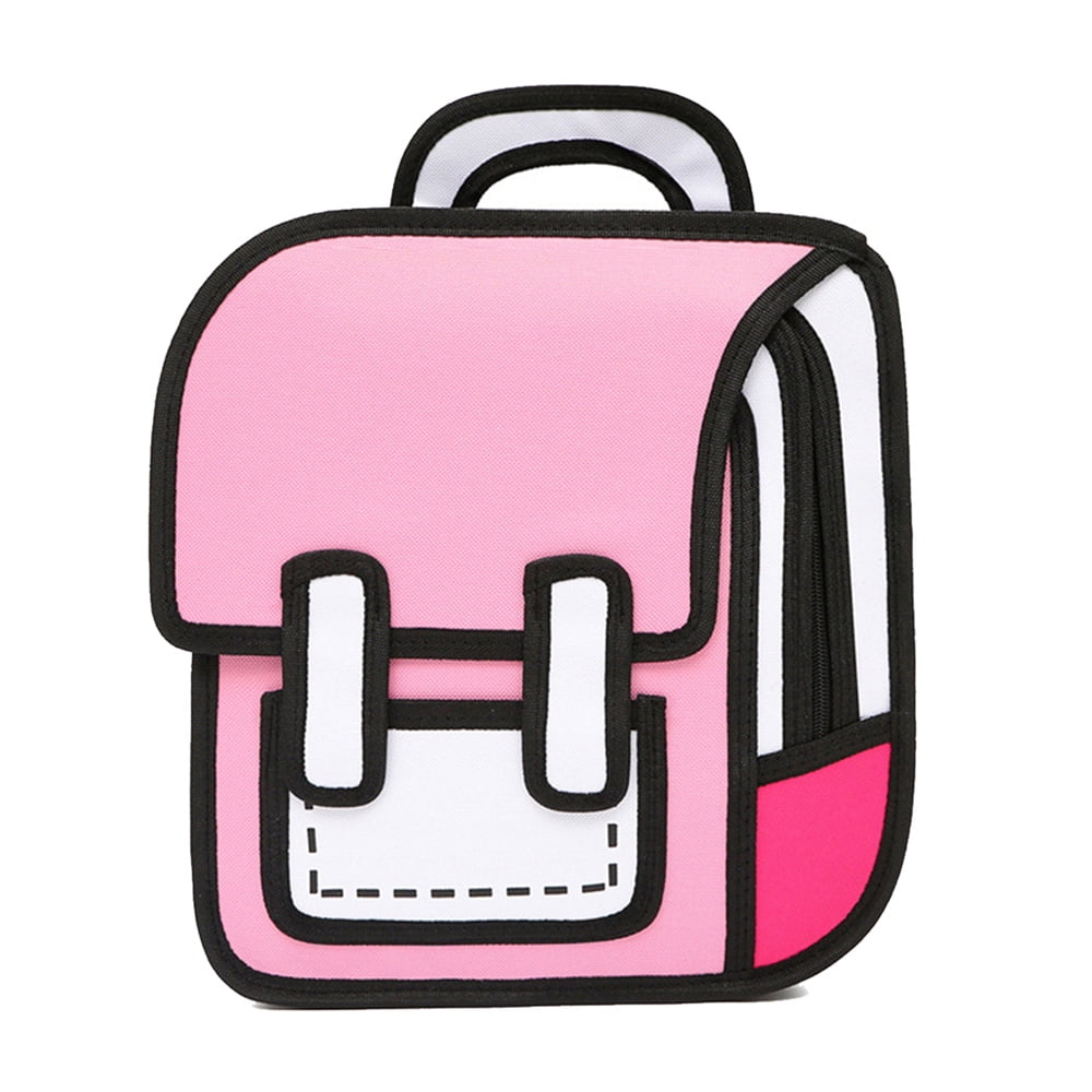Laidan 3D Backpack Jump Style 2D Drawing Cartoon Back Bag Fashion Cute Student Bags Unisex Light Blue Walmart