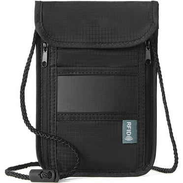 Laidan Neck Wallet Travel Pouch and Passport Holder, RFID Protected Passport Holder with Adjustable Strap-Black