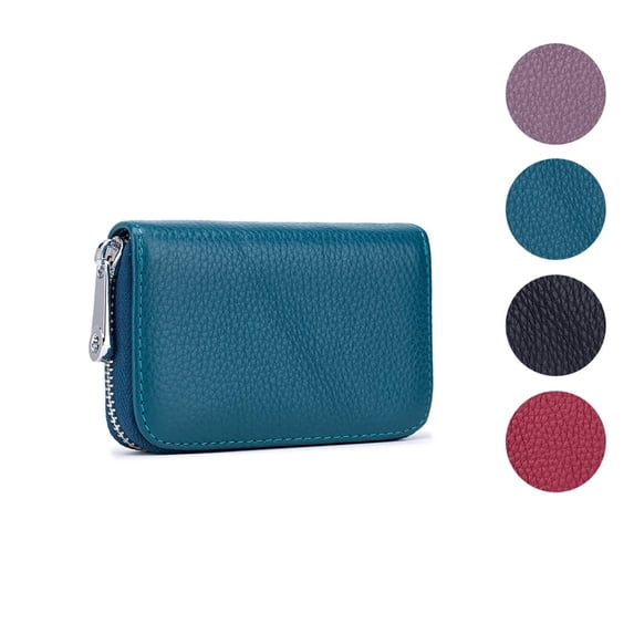 Laidan RFID Blocking Leather Mini Card Holder Wallet, Blue