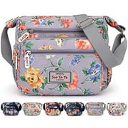 Laidan Women's Messenger Bag Canvas Bag Fashion Shoulder Handbag Multi Flower Crossbody Bag-E