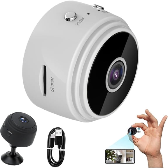 Laidanyou Cameras, Secret Scope Camera, Magnetic Mini Security Cameras, WiFi 𝖢𝖺𝗆𝖾𝗋𝖺𝗌 Outdoor Wireless 1080p Hd, with Night Vision & Weatherproof Function (White)