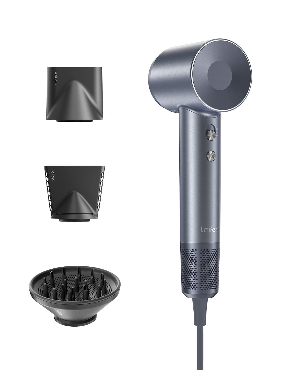 Laifen Swift Special Hair Dryer, 110,000 RPM High Speed Motor & 200Million Ions, with Magnetic Nozzle (Silver Blue，Glass Fiber & Nylon)