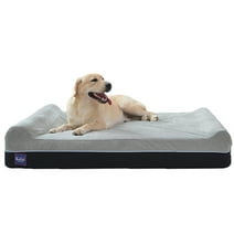 Laifug Extra Large Pet Dog Bed with Orthopedic Memory Foam, Dog Pillow, Waterproof Liner & Washable Cover (Gray)