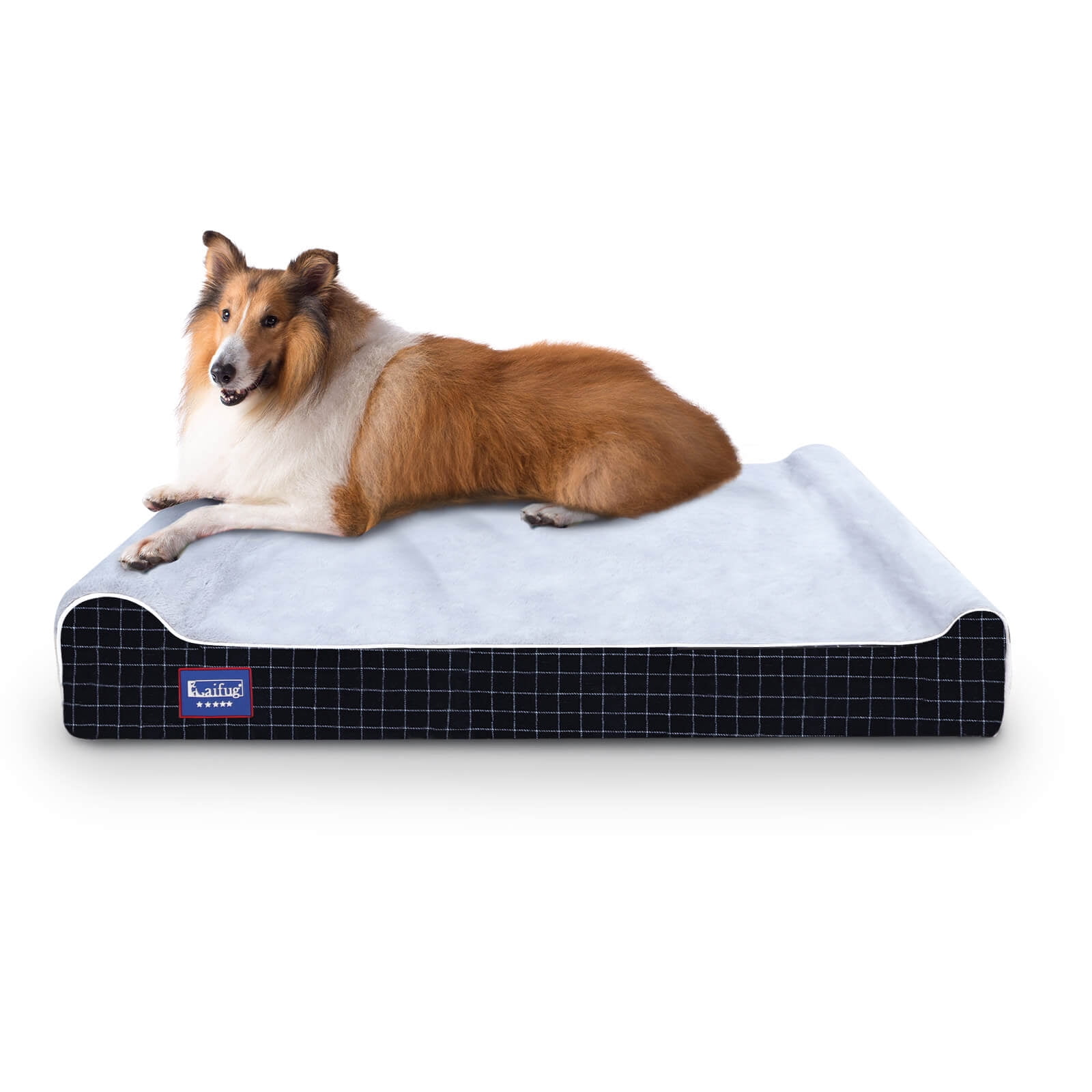 Laifug Extra Large Dog Bed with Orthopedic Memory Foam Dog Pillow Waterproof Liner Washable Cover Gray Walmart