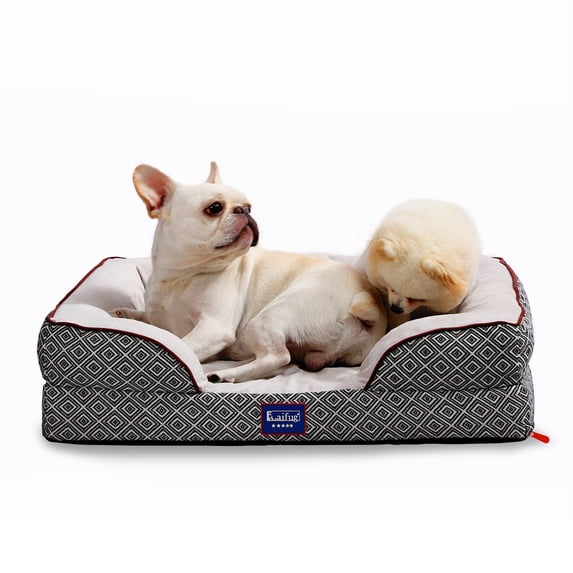 Laifug Medium Orthopedics Memory Foam Dog Bed | Dog Sofa with Waterproof Liner & Washable Cover (Light)