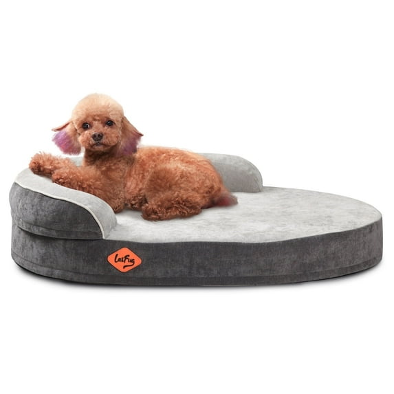 Laifug Memory Foam Oval Dog Bed (31x21x7Inches, Grey), Orthopedic Dog Bed for Dogs with Durable Waterproof Liner & Removable Washable Cover & Nonskid Bottom