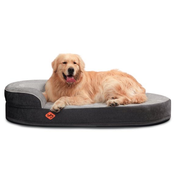 Laifug Memory Foam Oval Dog Bed (54x36x12Inches, Grey), Orthopedic Dog Bed for Dogs with Durable Waterproof Liner & Removable Washable Cover & Nonskid Bottom