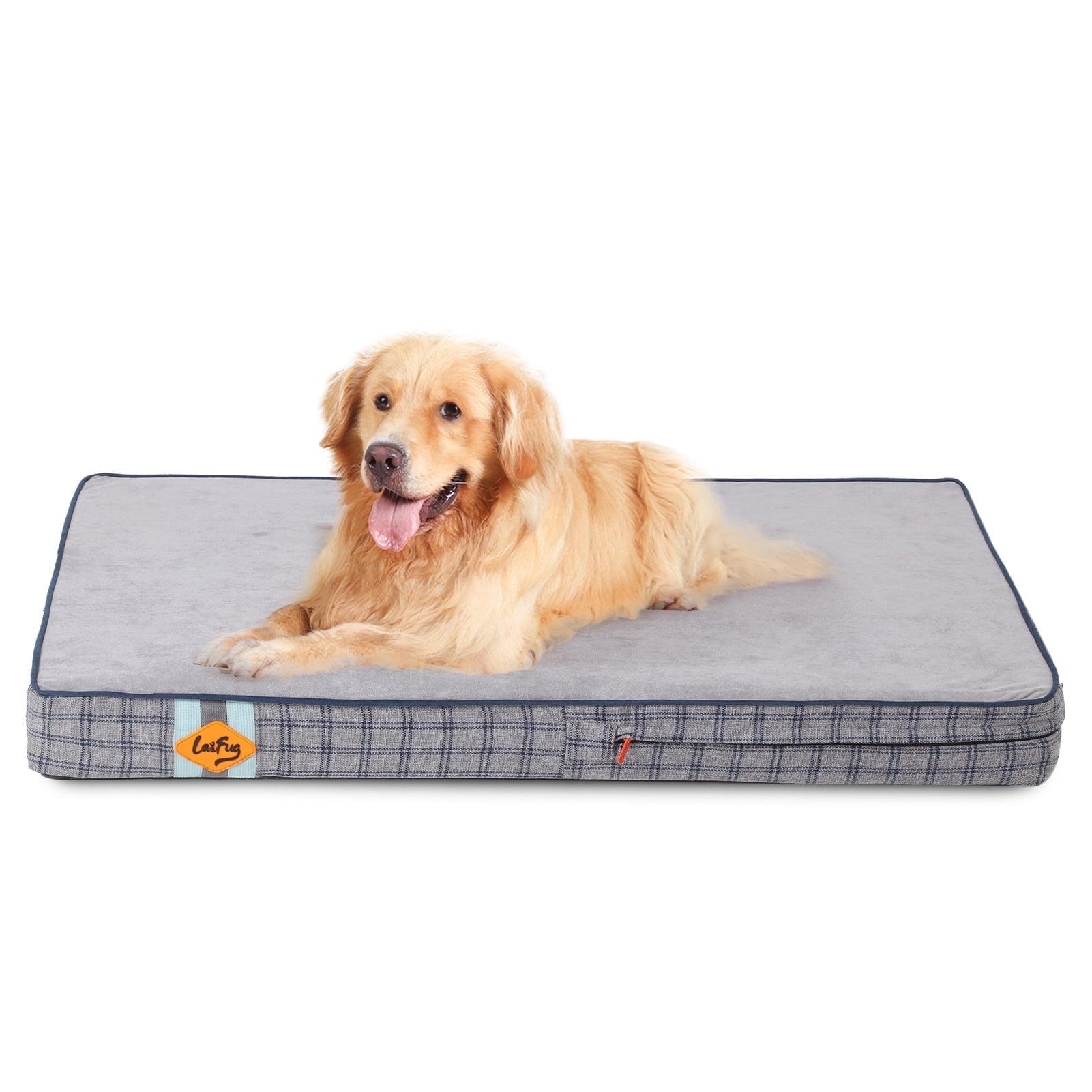 Laifug Orthopedic Memory Foam Dog Bed with Durable Waterproof Liner and Removable Washable Cover