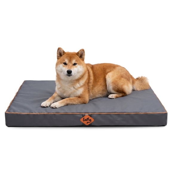 Laifug Outdoor Extra Large Dog Bed, Waterproof Dog Bed for Large Dogs, Outdoor Orthopedic Dog Bed, Orange Grey, (36 x 27 x 3, inches)