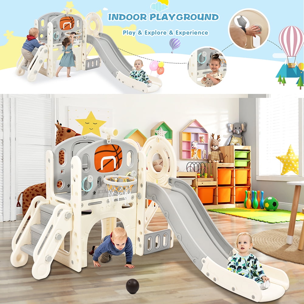 Laiia Kids Slide Playset Structure, Freestanding Castle Climbing
