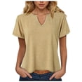thumbnail image 1 of Laiiidd Womens Sleeveless Tops Women's Short Sleeve V-Neck Shirts Loose Casual Tee T-Shirt(Khaki,S), 1 of 7