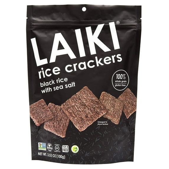 Laiki Rice Crackers Black Rice -- 3.53 oz Pack of 4