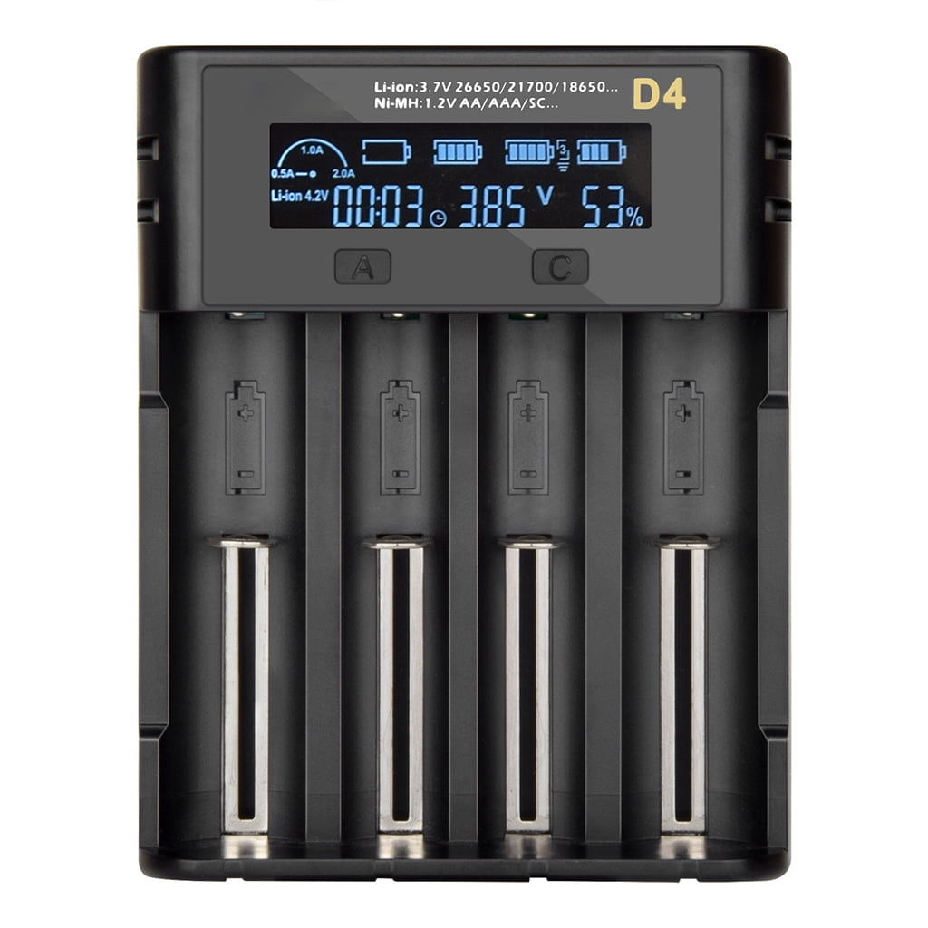Laikoutd 18650 Battery for Smart 4-Bay Automatic LCD Display Fast Charging Rechargeable AAAA///
