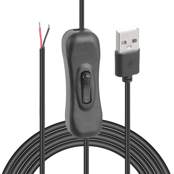 USB Male Pigtail Cable Extension Power Cable 5V USB Socket to 2Pin Bare Wire Open End Connector Cable for LED Light