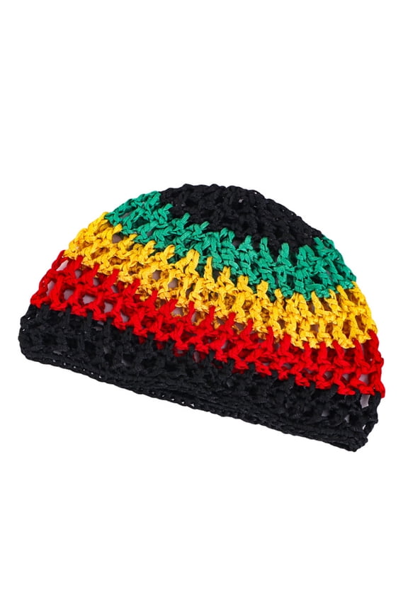 Reggae Handmade Pullover Hat Handwoven Cloche Hollow Hat for Music Festival Simple Knitted Hat Hairnet