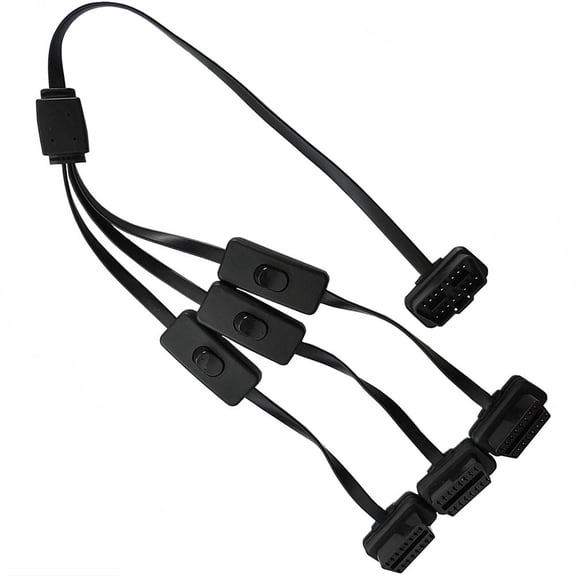 Laikoutd Splitter Cable,OBDII Extension Cable 1Male to 3Female Car Extender Cord with On Off Switches Durability Wire