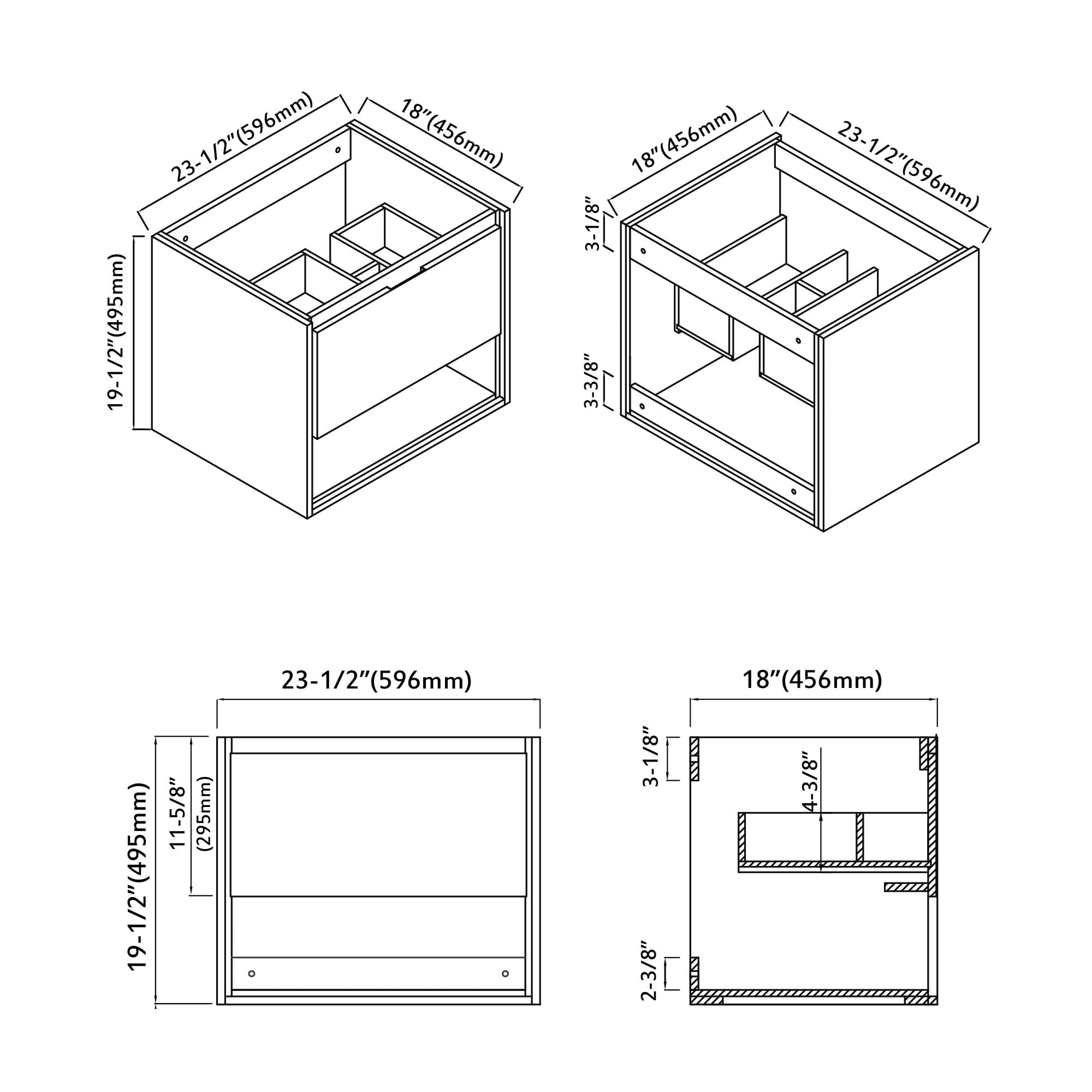 Laila 24" Tan Floating Single Bathroom Vanity Set with Resin Basin