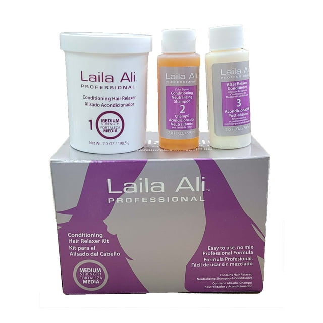 Laila Ali Professional Medium Strenght Conditioningh Hair Relaxer Kit (Pack of 2)