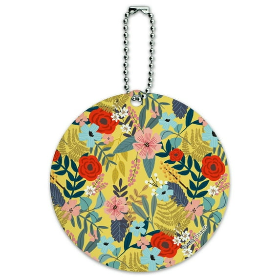 Laila Floral Pattern Round Luggage ID Tag Card Suitcase Carry-On