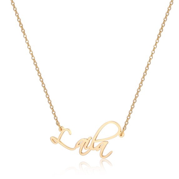 Laila Necklace Personalized, 14K Gold Filled Ivy Name Necklace Personalized Nameplate Necklace Jewelry Gifts for Women Teen Girls