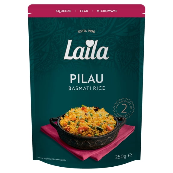 Laila Pilau Microwave Basmati Rice 250g, Imported from Britain