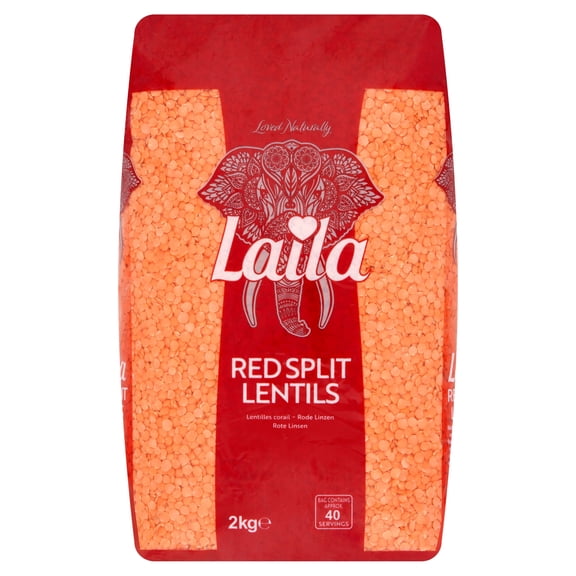 Laila Red Split Lentils 2Kg, Imported from Britain