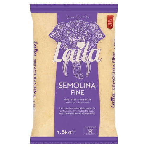 Laila Semolina Fine 1.5kg, British Import (Pack of 2)