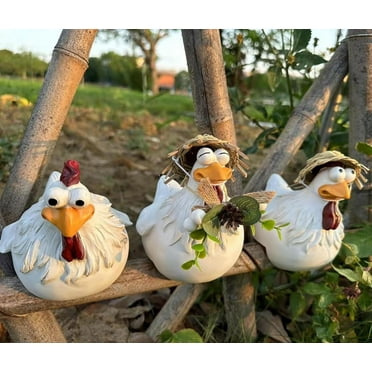Laimis Funny Chicken Statues - Realistic Resin Animal Decor for Backyard and Home Garden