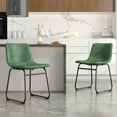 thumbnail image 1 of LainTene 18" PU Leather Dining Chairs Set of 2 – Modern Counter Height Kitchen & Bar Stools with Ergonomic Back, Steel Frame & Non-Slip Feet for Home, Café, Restaurant, Green, 1 of 7