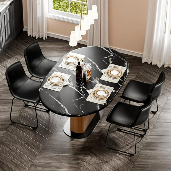 LainTene 18" PU Leather Dining Chairs Set of 4 – Modern Counter Height Kitchen & Bar Stools with Ergonomic Back, Steel Frame & Non-Slip Feet for Home, Café, Restaurant, Black