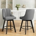 thumbnail image 1 of LainTene 24" Counter Height Swivel Bar Stools Set of 2, Fabric Upholstered Counter Barstools with Solid Wood Legs and Backs for Kitchen Island, Home Bar, 1 of 8