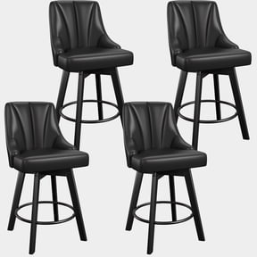 LainTene 24" Counter Height Swivel Bar Stools Set of 4, PU Leather Upholstered Counter Barstools with Solid Wood Legs and Backs for Kitchen Island, Home Bar