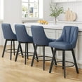 thumbnail image 1 of LainTene 24" Counter Height Swivel Bar Stools Set of 4, PU Leather Upholstered Counter Barstools with Solid Wood Legs and Backs for Kitchen Island, Home Bar, 1 of 7