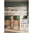 thumbnail image 1 of LainTene 26" Bar Stools Set of 3 – Faux Leather Counter Height Stools with Backrest & Footrest, Heavy-Duty Metal Frame for Kitchen, Bar, Living Room, Green, 1 of 7