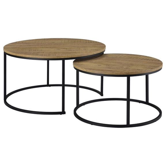 Coaster Lainey 2-piece Round Engineered Wood Nesting Coffee Table in Mango