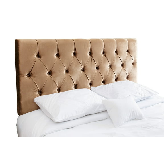 Lainey Tufted Gold Velvet Headboard, Queen/Full