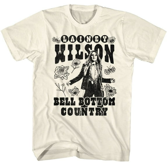 Lainey Wilson BW Floral Bellbottom Natural Adult T-Shirt