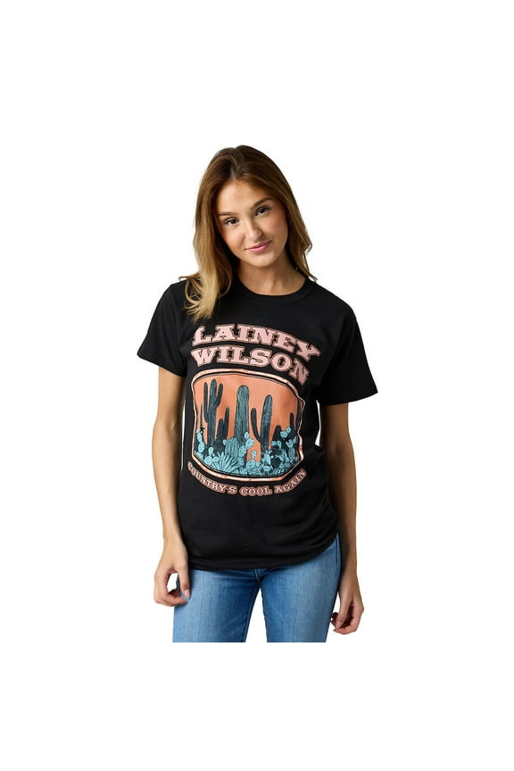 Lainey Wilson Country's Cool Again Women's Charcoal Crew Neck Short Sleeve T-shirt-Medium